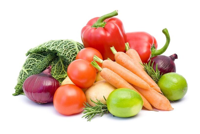 Diverse groenten - het dieet van de tweede dag van het dieet 6 bloemblaadjes